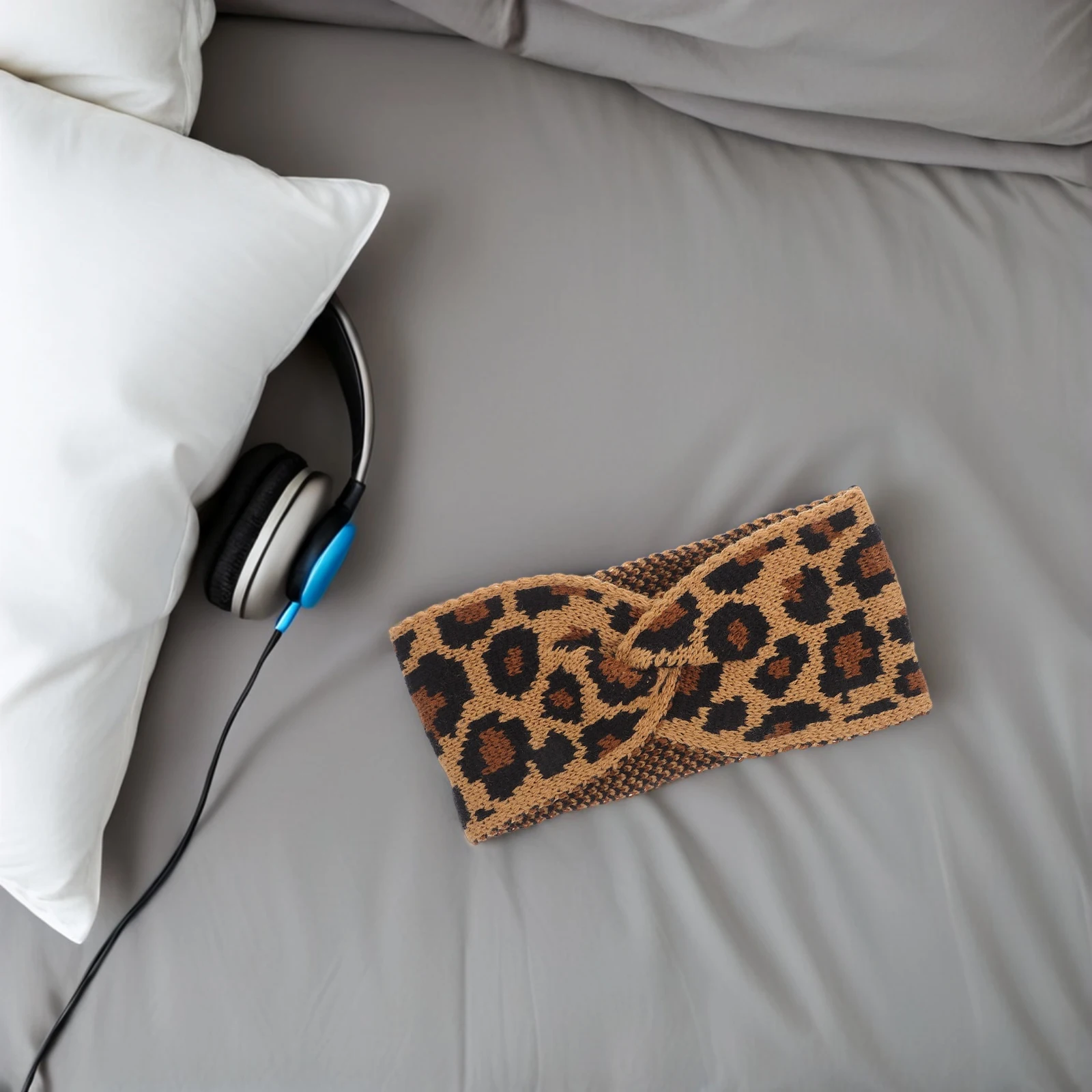 

Leopard Pattern Headband Women Hair Accessories Knitting Wide Vintage Warm Elastic Comfortable Chic Daily Party