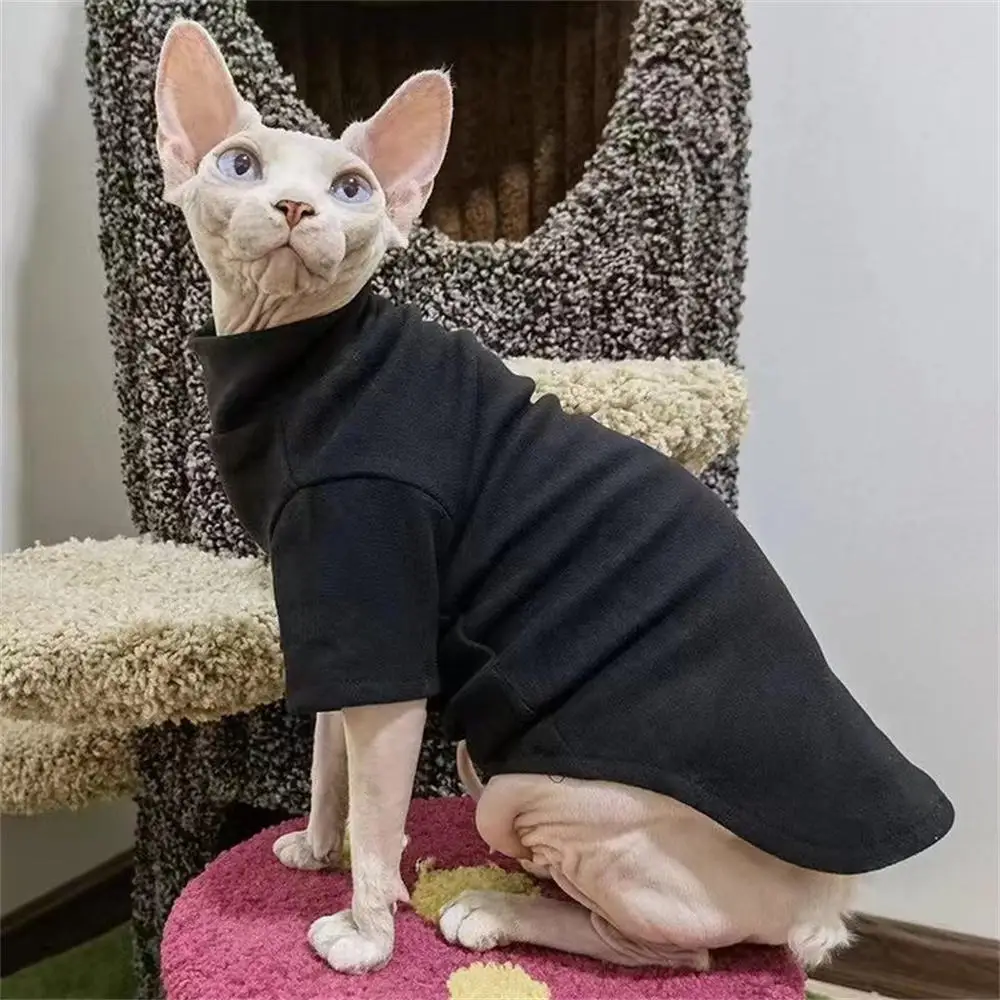 Cat Sweater Turtleneck Hairless Cat Velvet Soft Warm Kitten Clothes Pet Winter Pajamas One-Piece Autumn And Winter Warm Base Pet