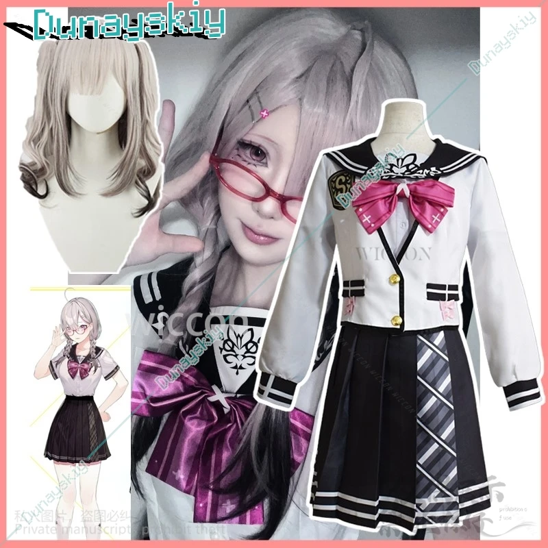 Anime Vtuber Virtual Idol Sukoya Kana Cosplay Costume JK School Uniform Dress Lolita Wigs For Halloween Christmas Customized