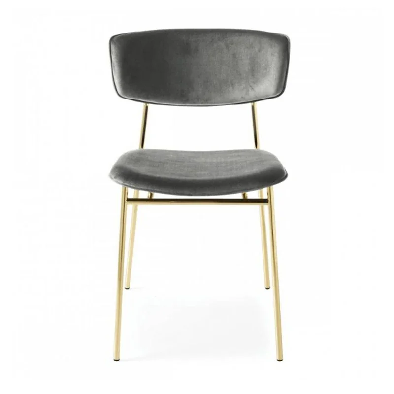 

Nordic stool backrest wrought iron chair gold velvet soft bag light luxury dining chair bedroom simple makeup chair