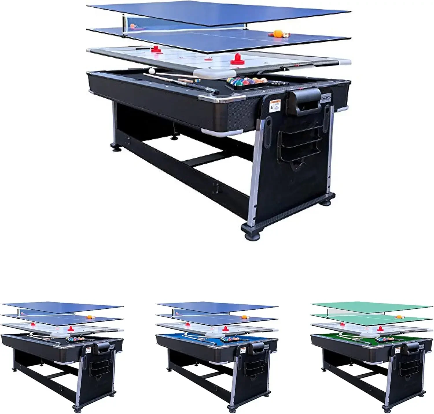 Triad 7-Foot 3-in-1 Multi-Game Swivel Table - Billiards/Pool, Table Tennis & Air Hockey