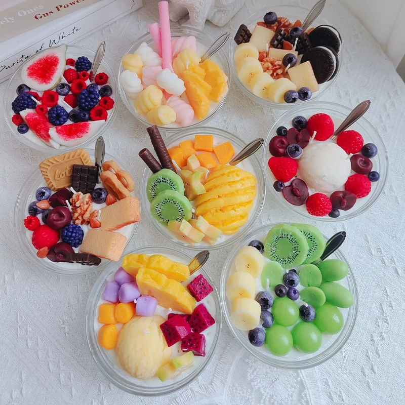 كوب فاكهة الموز أوريو شمعة معطرة شمع الصويا اليدوية هدية عيد ميلاد كوب حلوى زخرفة العطر