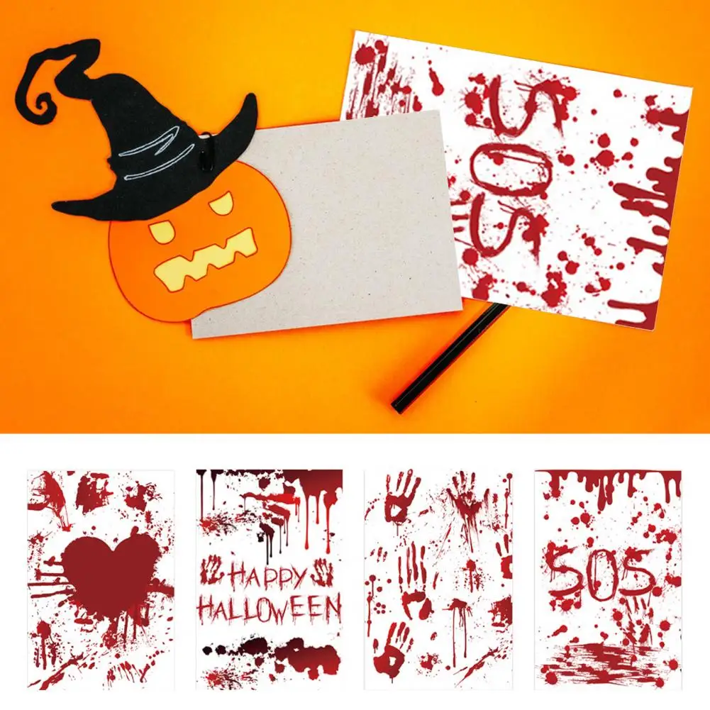 Party Decoration Blood Handprint Postcard Halloween Postcards Sticky Notes Set with Blood Handprint Designs 12 Pack for Holiday