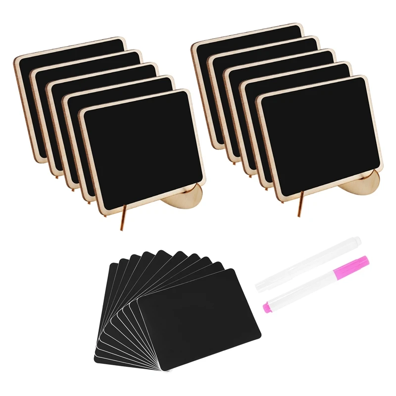 

Mini Chalkboard Label Signs, 10 Pack Framed Easel Stand Wooden Blackboard For Buffet Food Signs, Wedding Place Cards