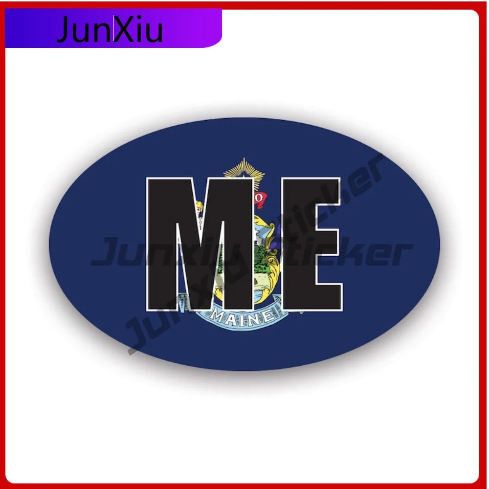

Maine Flag Oval Sticker Creative Decals V2 Me Euro State Flag Patriotic Car Sticker Vinyl Decal Waterproof Durable Sun Proof For