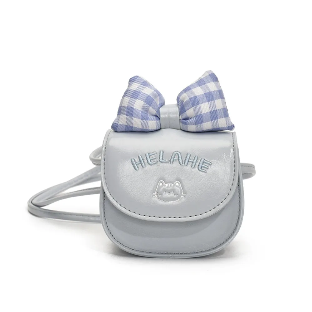 

Spring/Summer Kawaii Kids Leather Square Bag Bow Korean Style Mini Shoulder Bag Storage Cartoon Cat Lipstick Bag Gift