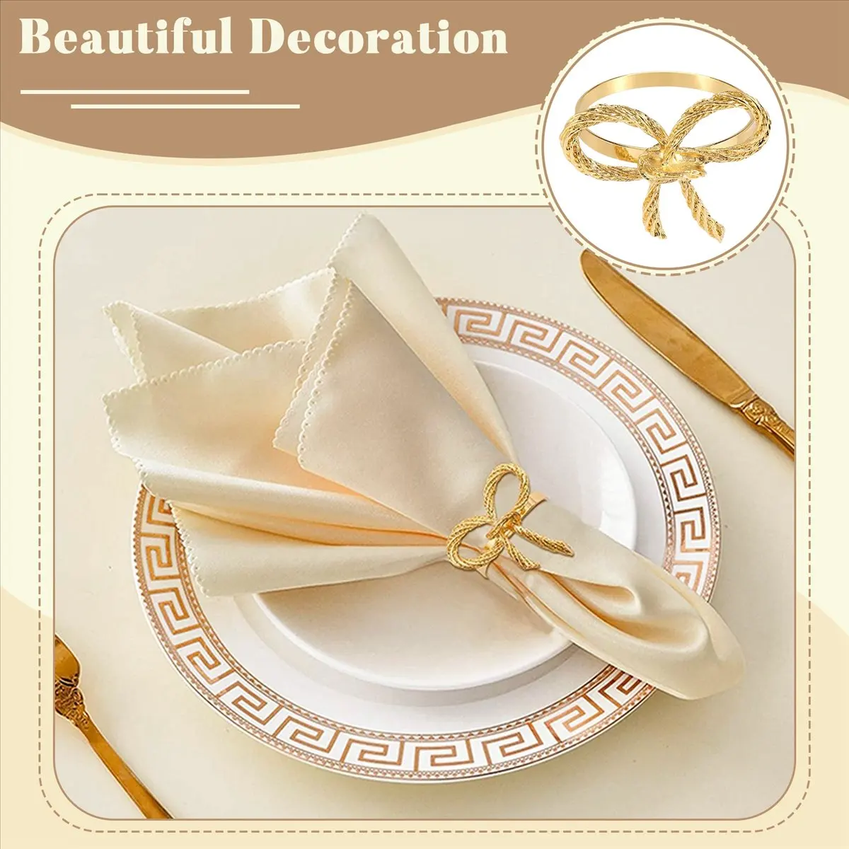 &A11I Butterfly Napkins Rings Set of 6, Gold Napkin Rings Holder for Wedding Christmas Family Gathering Table Decoration.