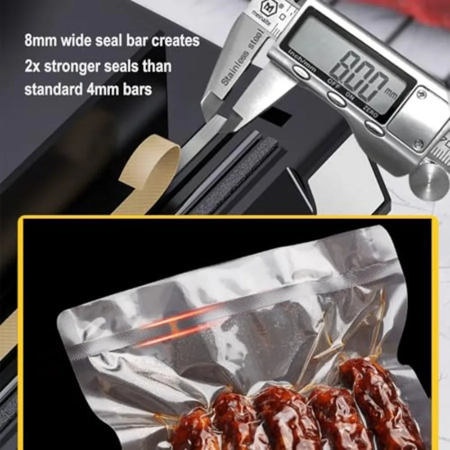 16-Zoll-Düsen-Vakuumiergerät für die Lebensmittelaufbewahrung, funktioniert mit glatten, nicht strukturierten Mylar-Beuteln, keine strukturierten Beuteln erforderlich, 250 W, 8 mm extra breit