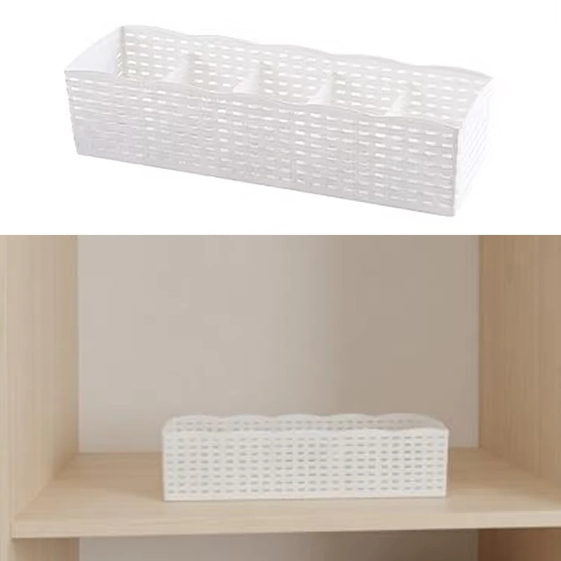 1Pc Stackable Drawer Style Organizer Storage Box Multi Grid Hollow Plastic Storage Box Suitable For Socks Underwear Organizer