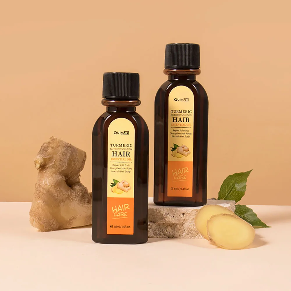

QUIYUM Natural Turmeric Hair Oil 40ml,Anti Frizz, Split Ends Repair Argan Oil Vitamin E Nourishing Treatment for Shine Portable
