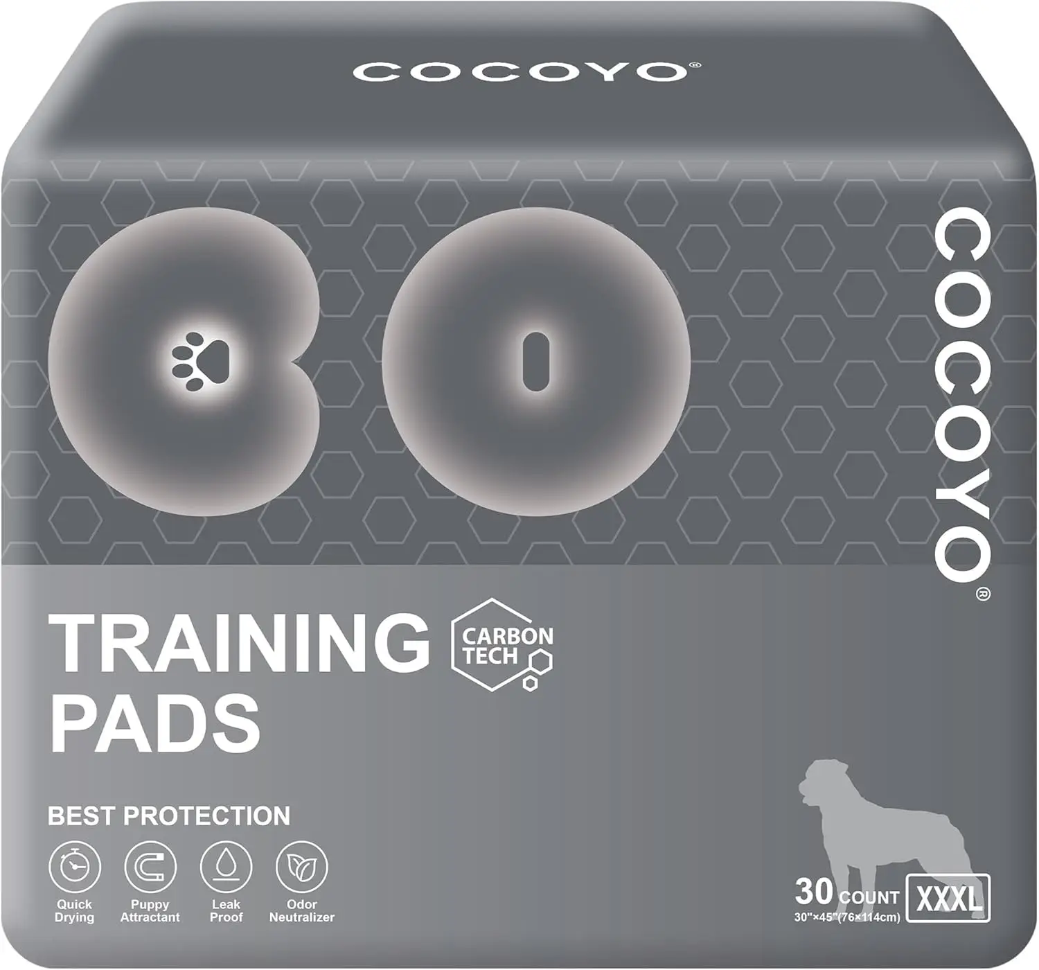 

Extra Large Charcoal Dog Pee Pads 35x40 Disposable Odor Control Housebreaking Training Liners 30 Count