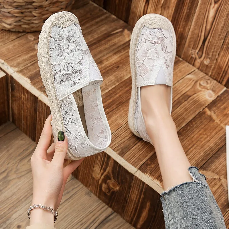 2024 Summer Breathable Women\'s Canvas Shoes Fashion Slip On Lazy Ladies Loafers Flats Shoes Women New Casual Women\'s Shoes