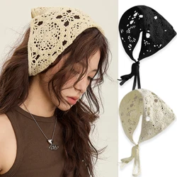 2024 Crochet Flower Headscarf Headbands Knitting Hairband for Women Bandanas Headwear Fashion Girls Headband Hair Accessories