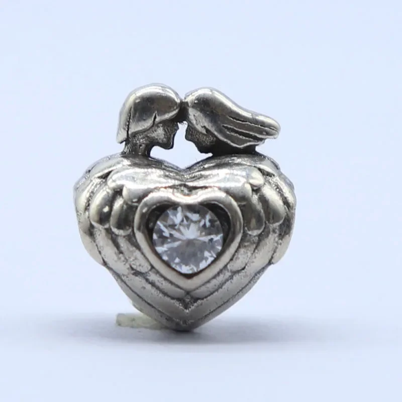 

Buy 2 Get 1 Free 11x10mm 3D Real 925 Solid Sterling Silver Cute couple zircon bead pendant bracelet anklet