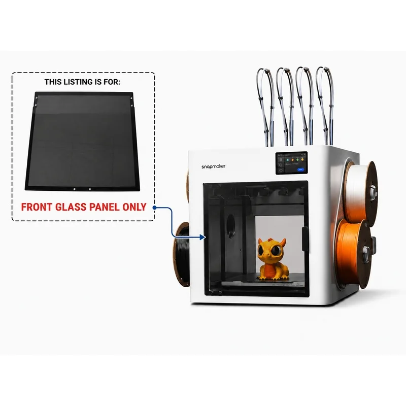 Replacement Front Glass Door Panel for Snapmaker U1 3D Printer – Tempered Glass Front Door