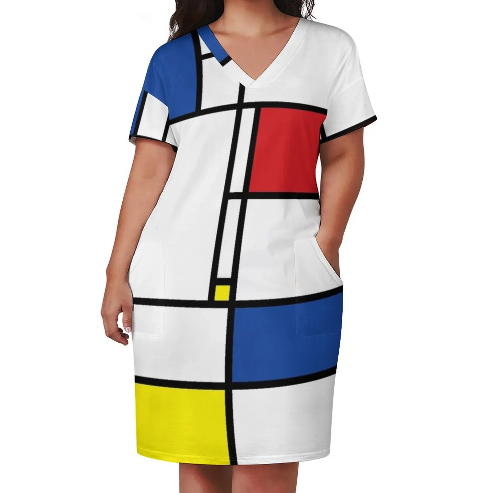 Mondrian Minimalist De Stijl Modern Art I.I ? fatfatin Loose Pocket Dress Party dresses fairy dress summer dresses ladies 2024