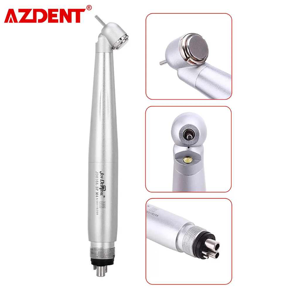 Dental 45 Degree LED High Speed Handpiece E-generator Integrated Small Head Push Button Handpiece Single Water Spray