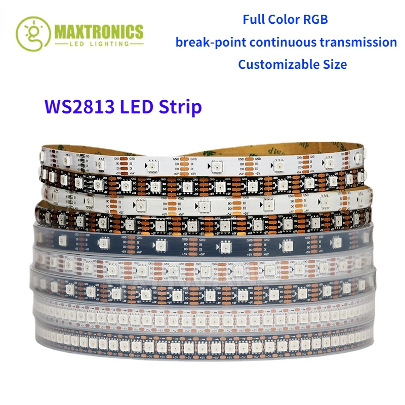 

DC5V WS2813 Led Strip Light Dual Signal Individually Addressable 1m 4m 5m 30 60 144 LEDs WS2812B Updated Black White PCB