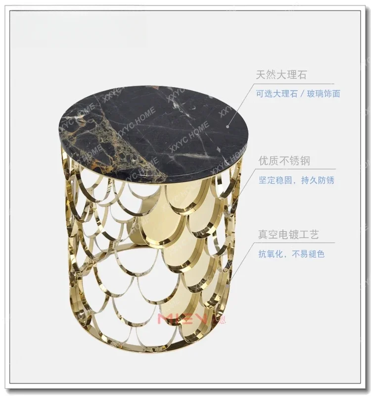 Poisson de luxe léger, table basse en écailles, table d'appoint pour canapé.