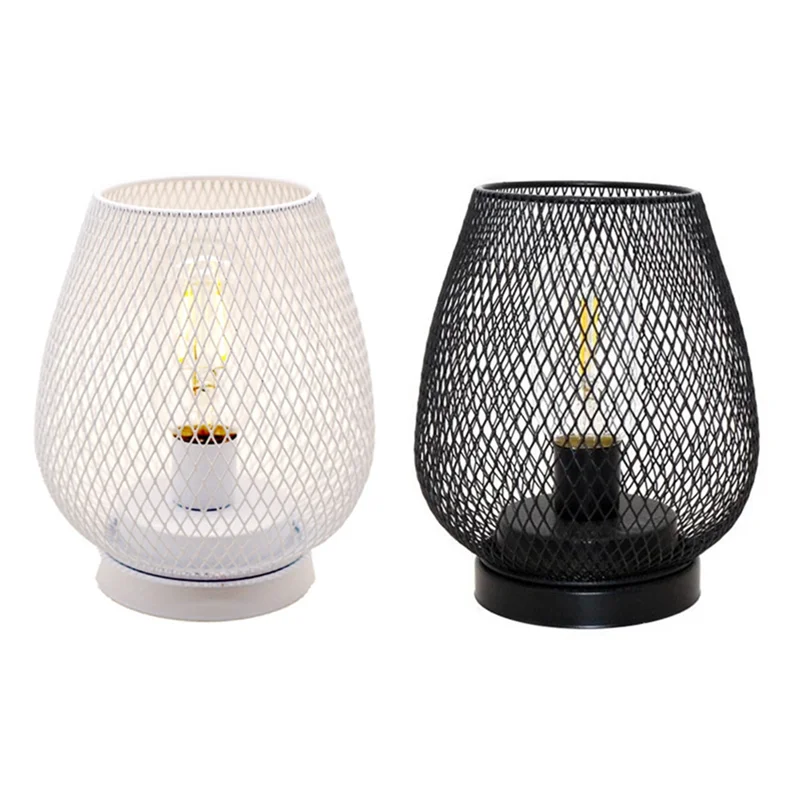قفص معدني LED فانوس يعمل بالبطارية مع مصباح LED رائع لحفلات الزفاف ومناسبات الفناء ضوء ليلي سهل التركيب-AT64