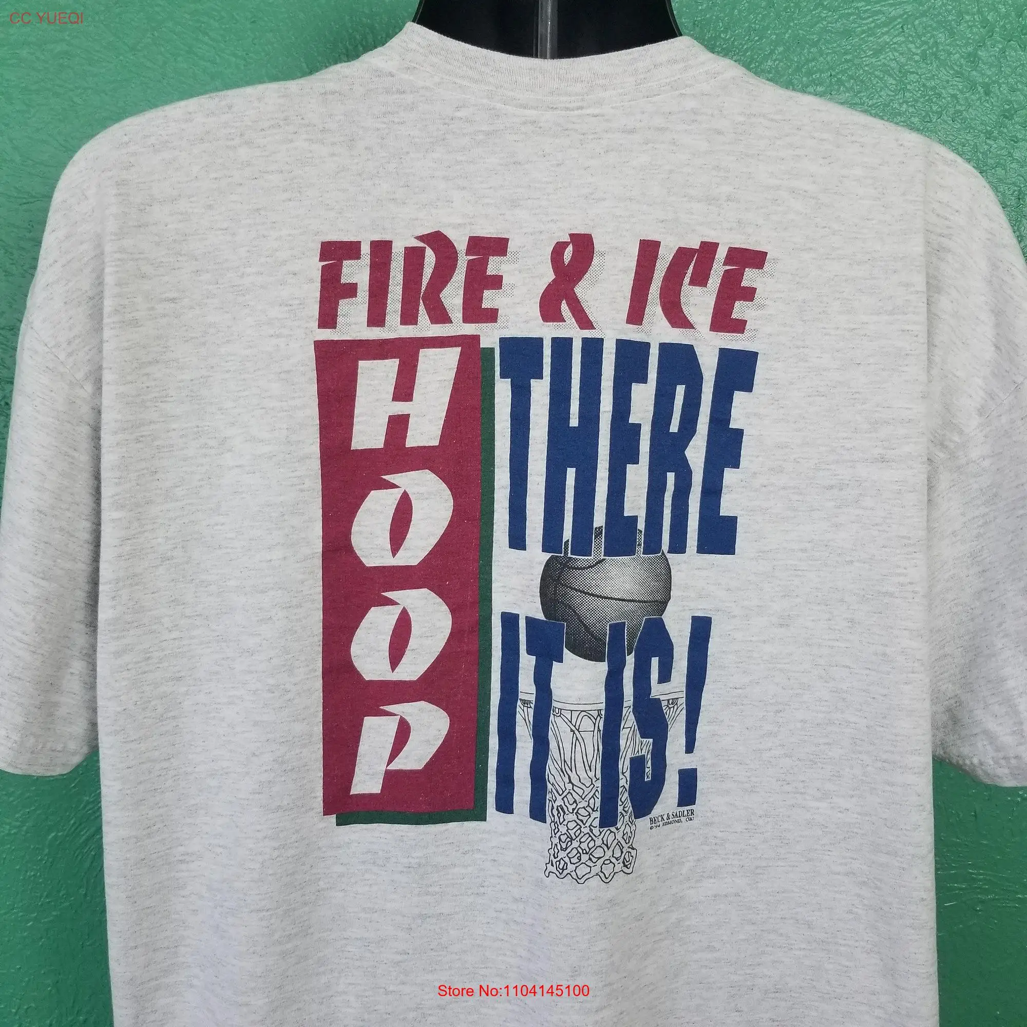 Vintage 90s Hoop There it Is Whomp Tag Team Hip Hop Fire and Ice Tradition Basketball Gray 1994 T Shirt Size 2X XXL 2XL