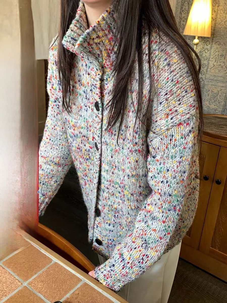 

Sinbounboun Chic Loose Knitted High Collar Sweater Coat Autumn Winter New Sle Commute Sle Straight Cut Long Sve Top