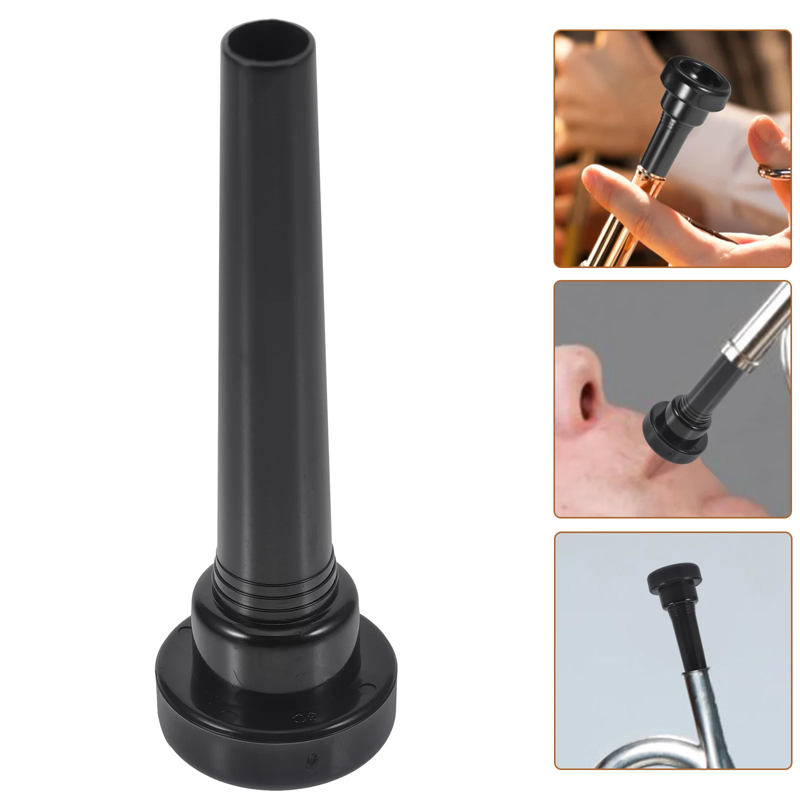

Trumpet Mouthpiece Black Plastic Lightweight Compact Beginner Experienced Stable Performance Clear Sound Replacement Part