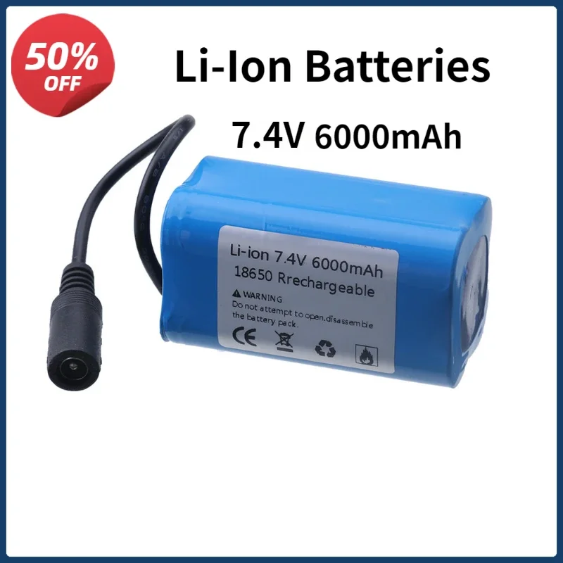 High Capacity 7.4V 6000mAh 2S Rechargeable Lithium Battery T188 Fishing Bait Toy Boat Spare Parts Accessories & Parts Batteries