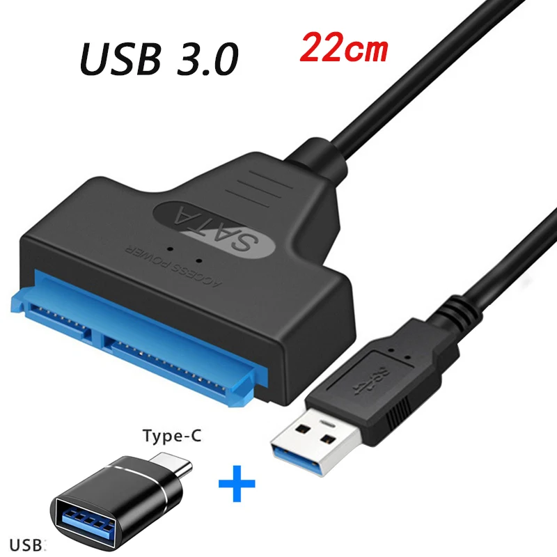 SATA naar USB-kabel USB 3.0/Type-C naar SATA III harde driveradapter voor 2,5" HDD/SSD SATA III harde schijf USB SATA-converter