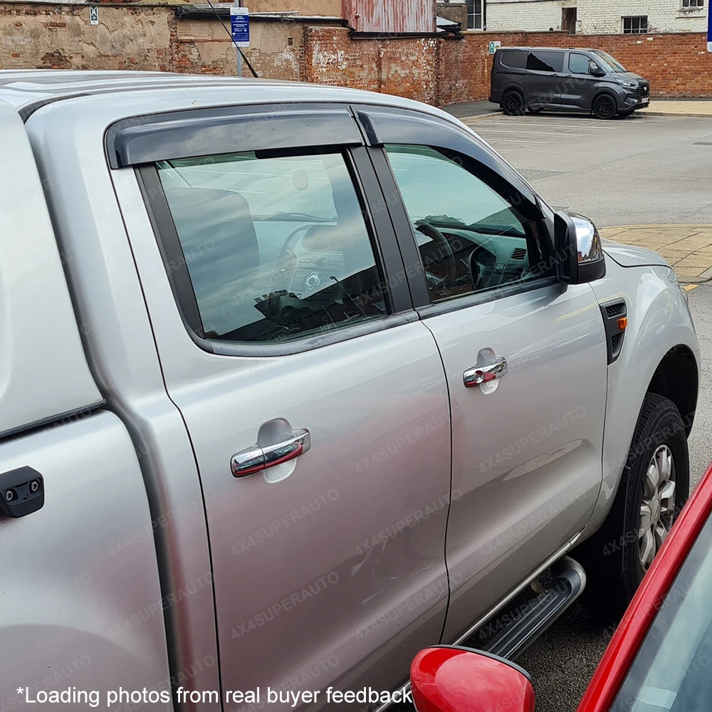Window Deflector Rain Guard For Ford Ranger 2012~2022 Wildtrak Raptor XLT XL T6 T7 T8 Side Window Deflectors Smoked Black 4PCS
