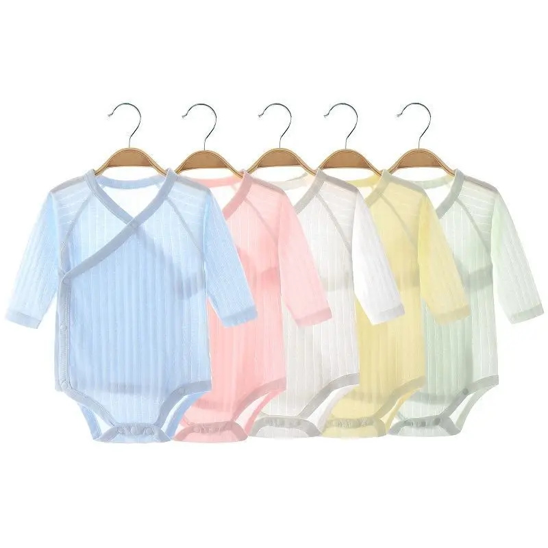Baby's Summer Thin Cotton Baby Jumpsuit, Newborn Monk's Clothing, Long Sleeved Triangular Jacket, Breathable