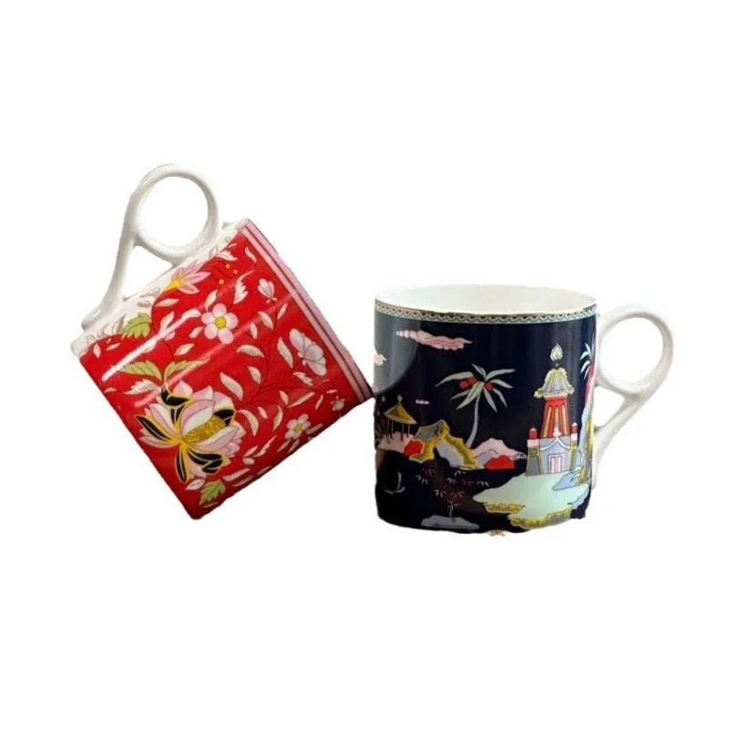 

Wandering beauty mirror, bone china mug, idyllic couple, pair of cups girlfriend birthday gift