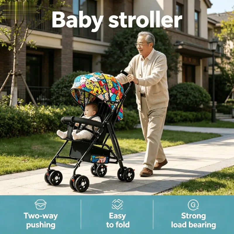

Lightweight Compact Travel Stroller One-Hand Foldable Umbrella Design Reclining Seat for Newborn & Toddler Baby Cart Stroller