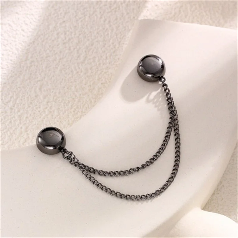 Magnetic Scarf Brooch With Tassel Chain Metal Plating Magnetic Hijabs Clip Female Muslim Headscarf Non-hole Pins Chain Buckles