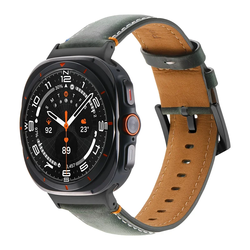 Lederarmband ohne Lücken für Samsung Galaxy Watch 7 ULTRA 47 mm Herrenarmband für Galaxy Watch Ultra7 47 mm für gebogenes Armband