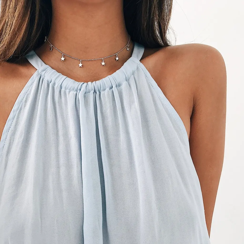 Aihua Gold Farbe Tiny Star Anhänger Halskette für Frauen Einfache Pentagon-Stern Choker Halsketten Mode Weibliche Schmuck Geschenke – Detail 2