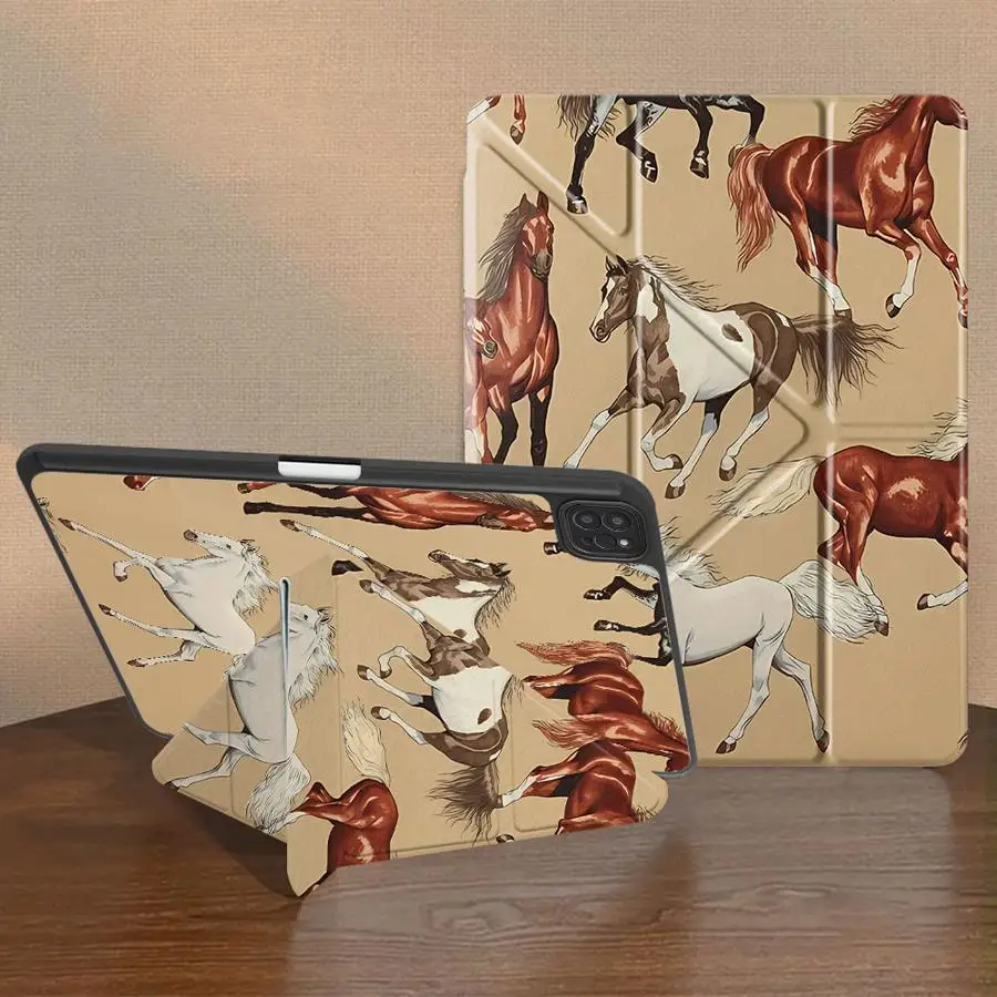 Tablet Case For iPad Pro 11th 10th 9th 8th 7th 12.9inch Air 4 5 M3 M2 M4 11inch Pro 2025 Mini 6 7 Holder Cover Running Horse