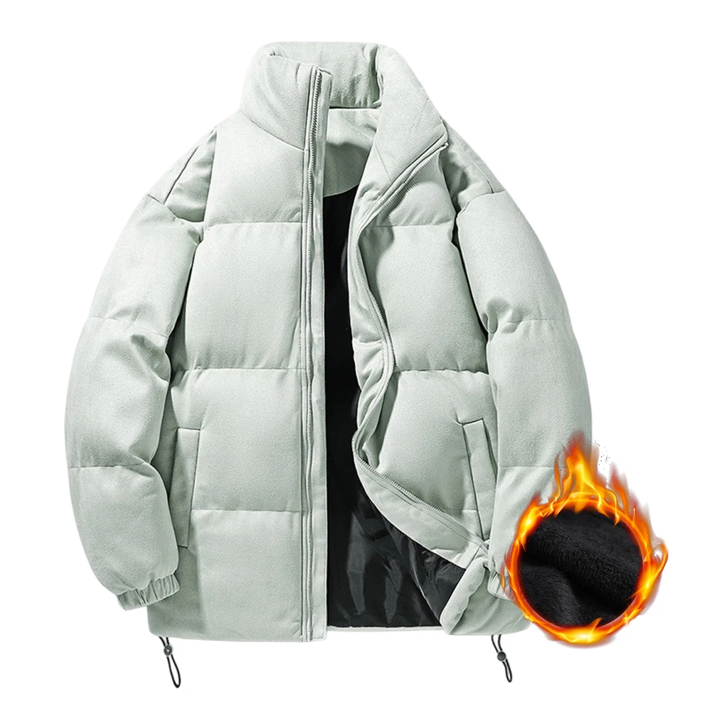 سترات رجالية كبيرة الحجم دافئة للسترة مع ياقة واقفة وحاشية برباط ومعطف صلب مصنوع من جلد الغزال للاستخدام اليومي