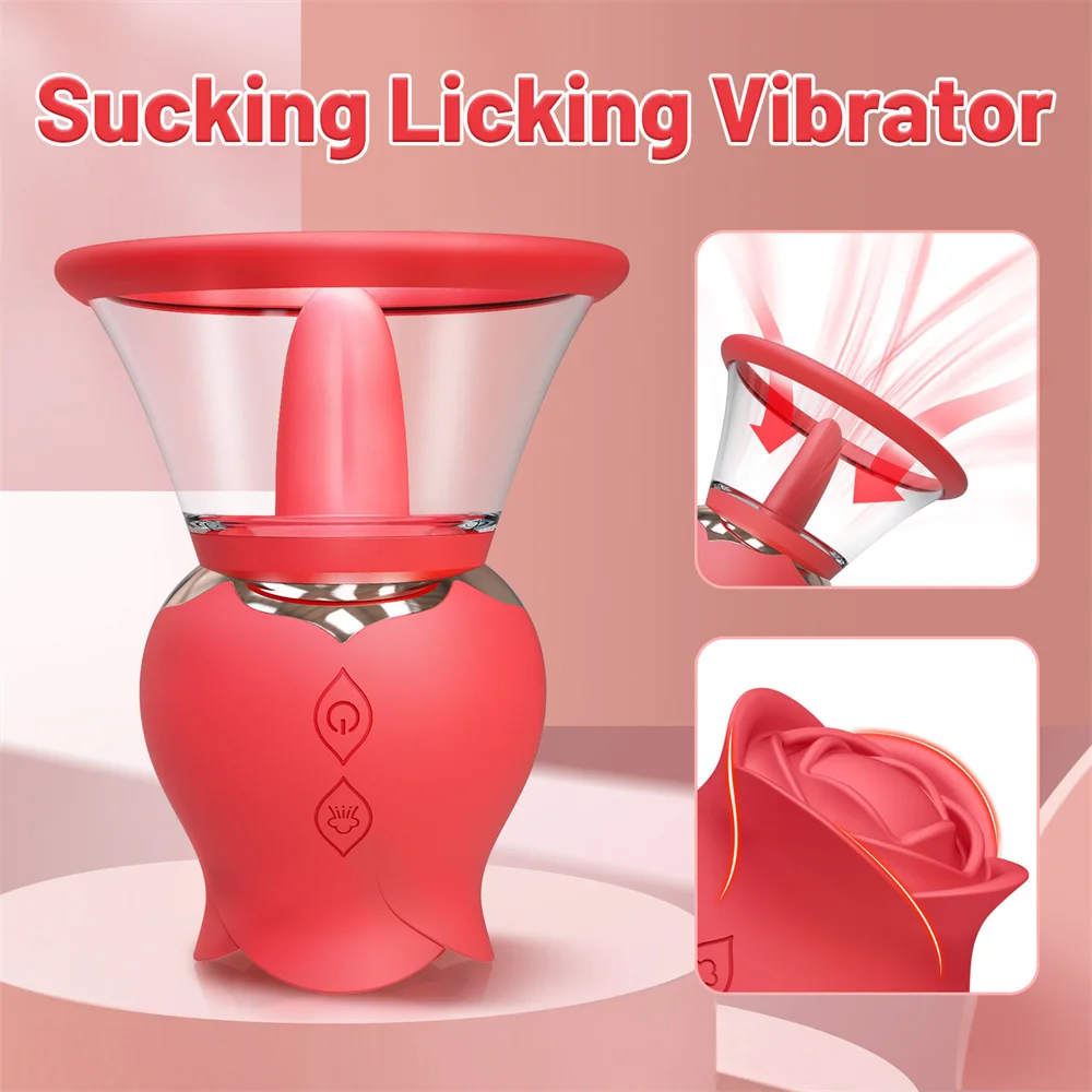 Rose Tongue Licking Vibrator Clitoris Vacuum Sucker Stimulator Cup Sucking Vibrator Nipple Massage Sex Toy for Women JoinJJtoy