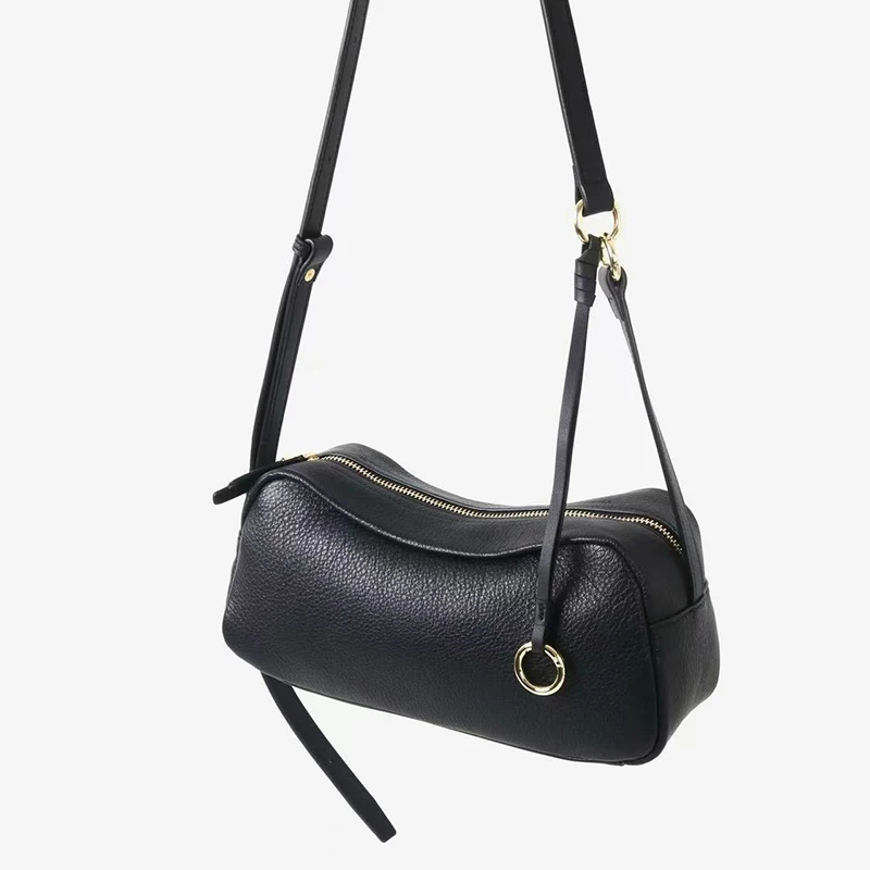 Luxury Brand Deisgn Cowhide Shoulder Bags Women Fashion Gold Ring Women Crossbody Bags Top Quality Genuine Leather Underarm Bags