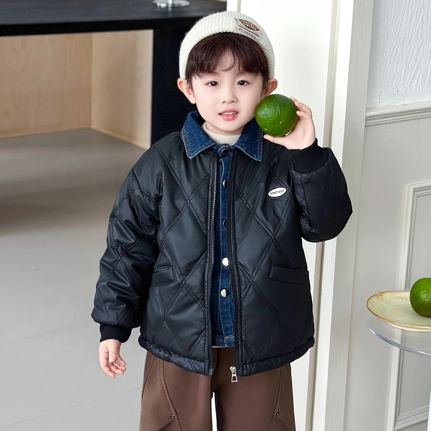 

Thiened Fce Cotton Jaet for Boys Winter Clothes Korean Sle down Cotton Coat Youthful ular Stand Fit Home Wear