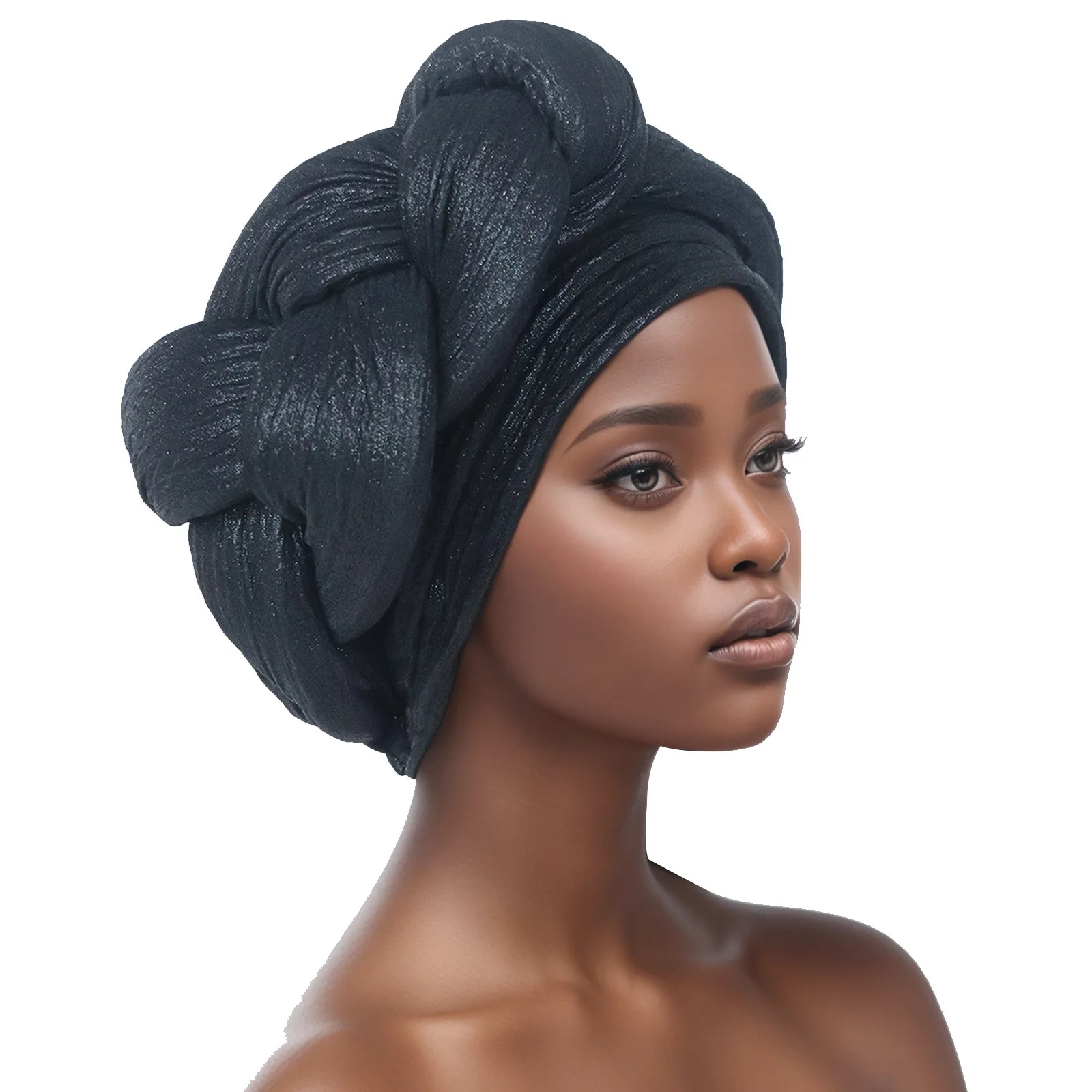 

Ready African Auto Gele Headtie Big Braid Turban Cap for Women Nigeria Female Head Wraps Lady Fashion Headgear Turbante Mujer