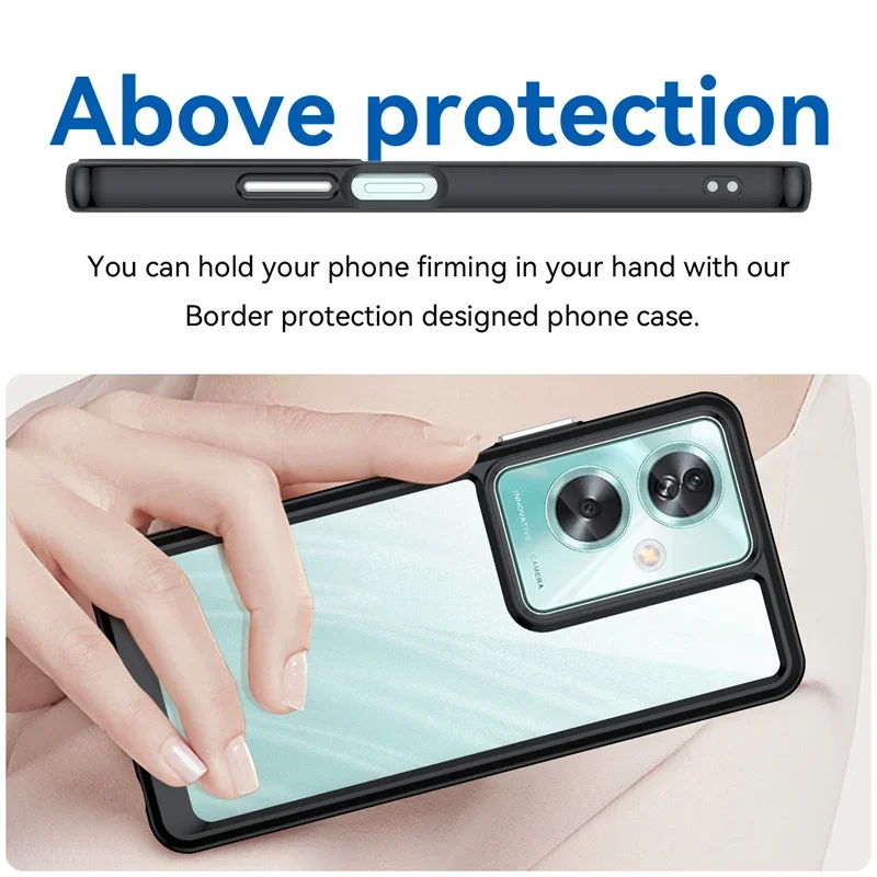 Odporne na wstrząsy przezroczyste etui TPU dla OPPO A79 5G A98 A78 A58 A77 A77S A57 A57S Protective Cover Frame Funda Coque Capa