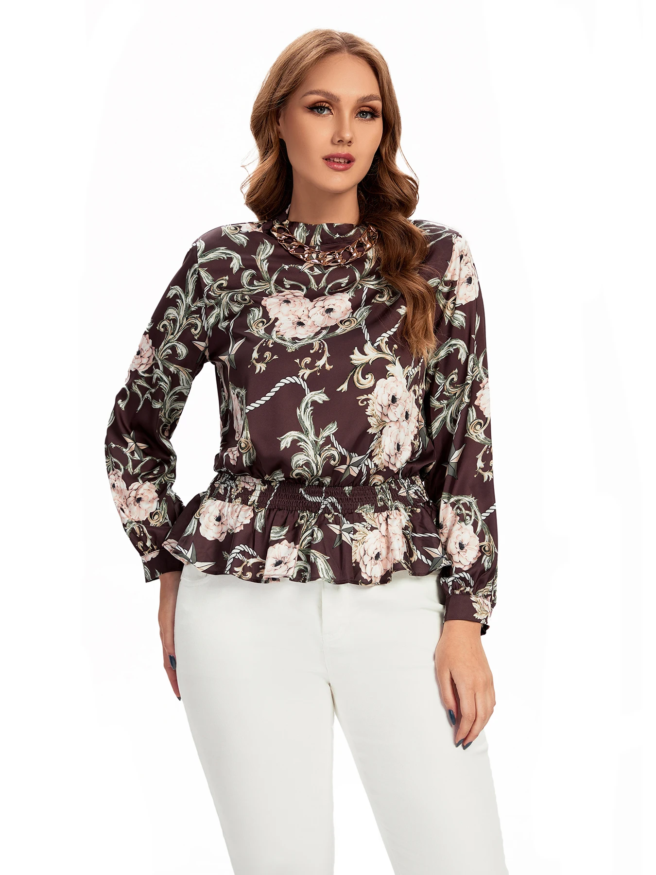 

Женская тканая рубашка больших размеров на весну и лето