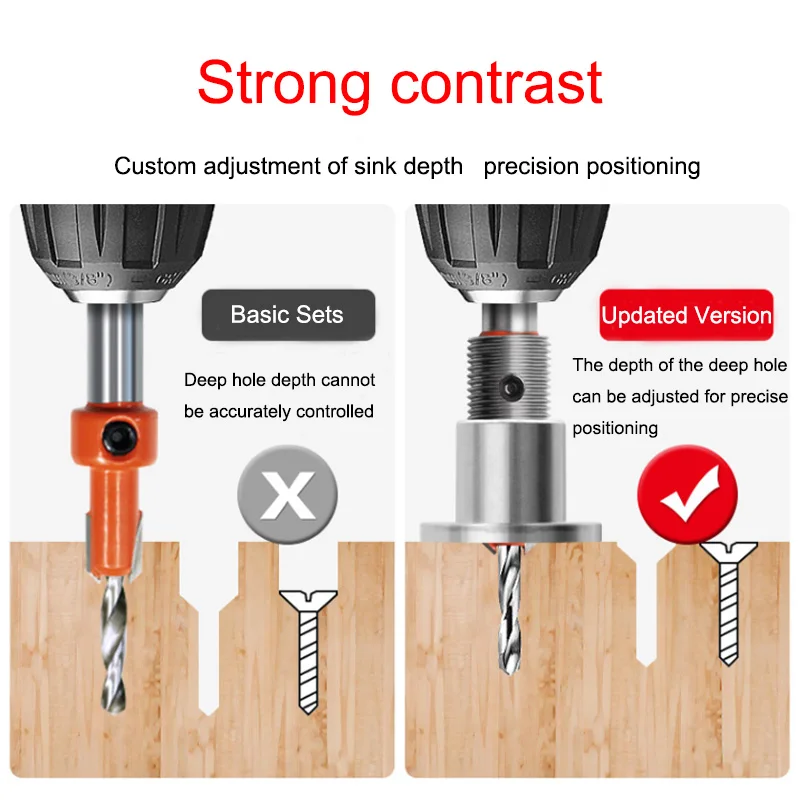 HSS Countersink Woodworking Router Bit Limitador Ajustável, Fresa, Extrator De Parafuso Remon, Demolição