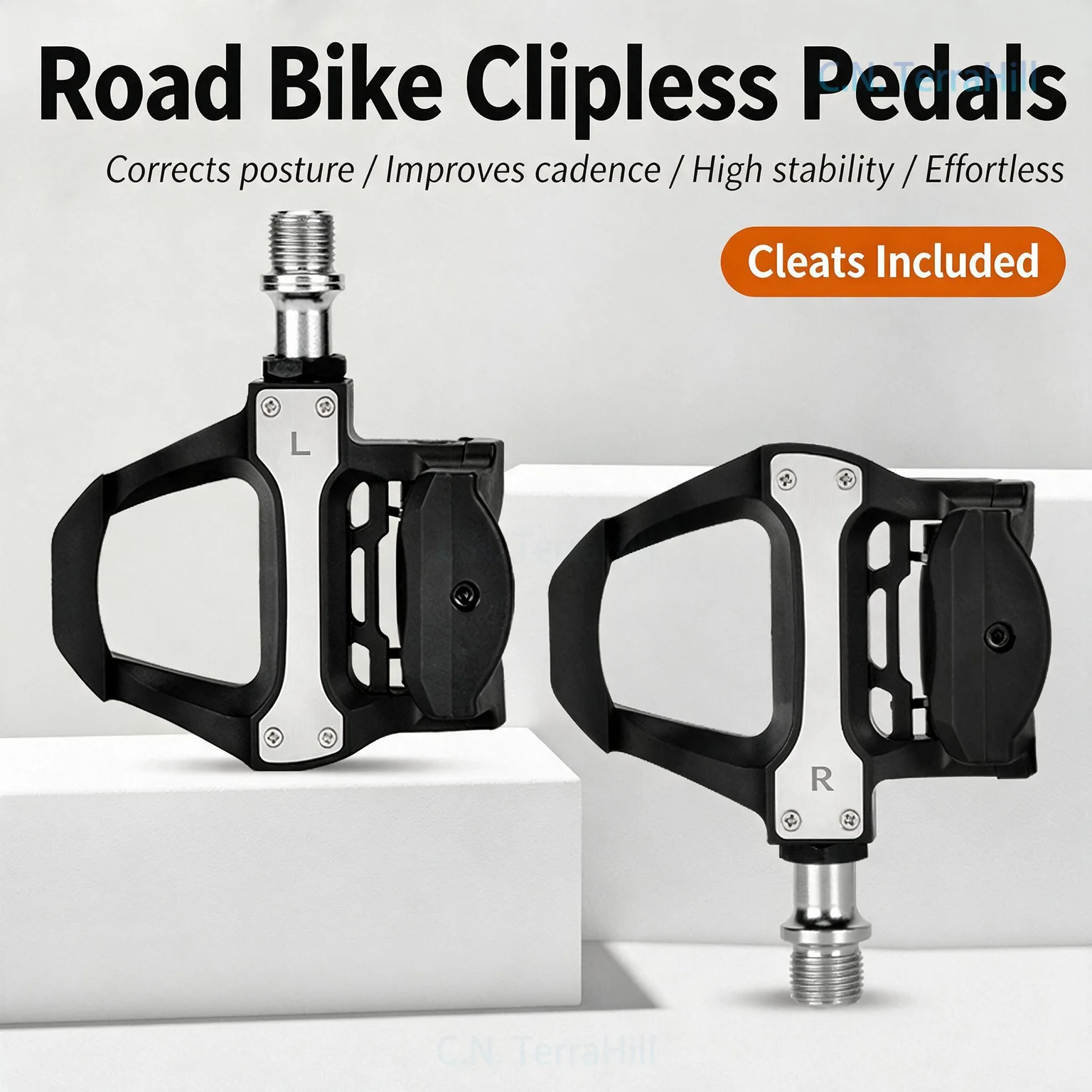 Road Bike Clipless Pedals Ultra-Light Sealed Bearing Self-Locking Pedals with Cleats Cycling Bicycle Parts ACRUNU