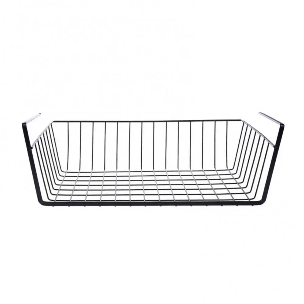 1pc S/L Cupboard Hanging Under Shelf Storage Iron Cabinet Closet Desk Hanging Mesh Basket Wire Bookcase Shelf Rack Organizer