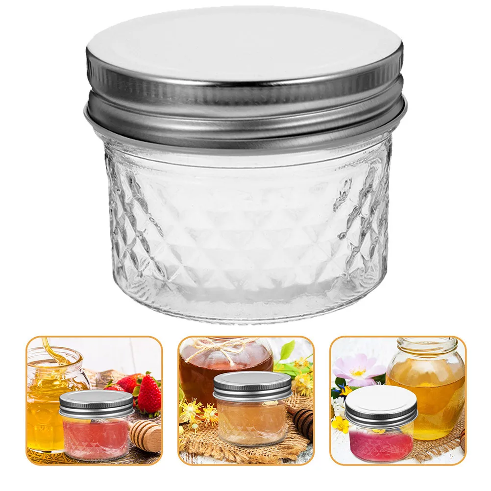 

1Set Clear Jam Jar Transparent Glass Container for Honey Jam Syrup with Wide Mouth Suitable for Kitchen Home Food Storage