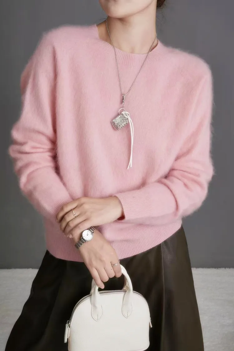 

Exclusive Brushed Wool Women's Sweater Pullover 100% Merino Wool Sweater Warm O-Neck Elegant Fleece Clothes Autumn Winter Daily