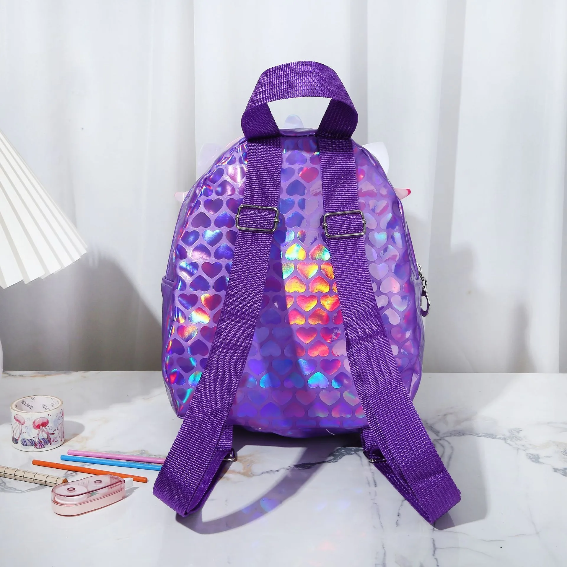 Mochila Unicórnio Cartoon para Meninas, Impressão Diamante, Bolsa Bolha para Estudantes, Escola de Viagem ao Ar Livre, Presentes de Férias, Bonito, 1 Pc